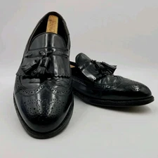 Vintage Hanover Shell Cordovan Mens 10.5 D/B Black Tassel Longtip Leather Loafer