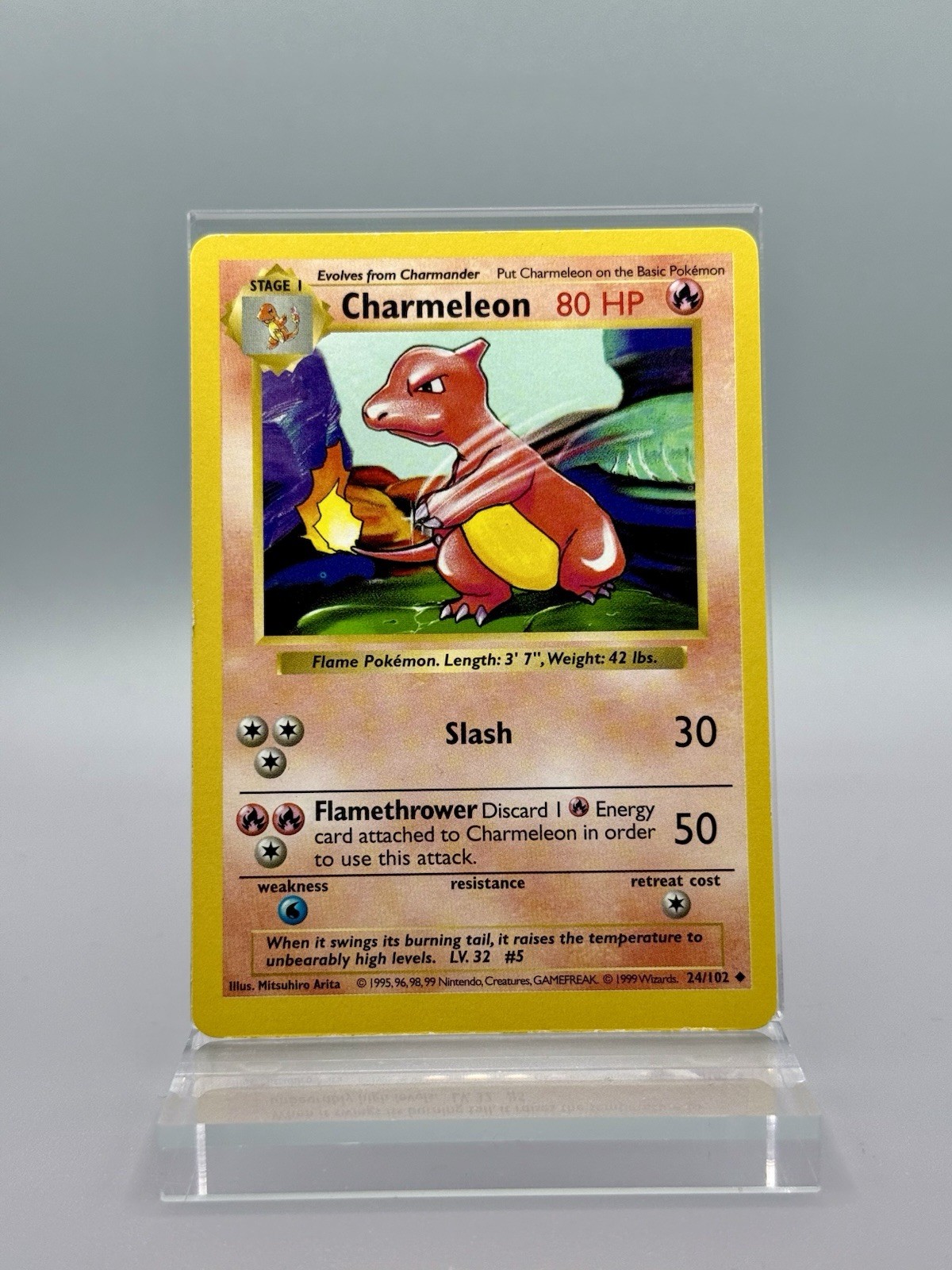 Charmeleon 24/102 Shadowless Base Set MP - Pokemon TCG Card Uncommon
