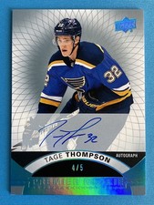 2017-18 UD Premier Rookie Autograph Tage Thompson #57 Blue Spectrum /5 (RC)