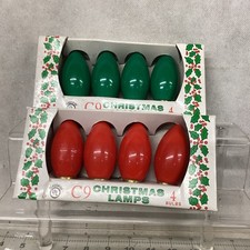 4 Pack of GREEN 4 Pack Of Red C-9 Light Bulbs 7 Watt Holiday Christmas Lights