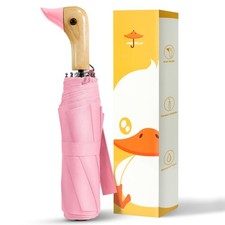 Compact Umbrellas for Rain Sun, Travel Umbrella Cute Duck Head Handle Design ...