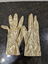 Vintage Gold Gloves 1960s Gold Metallic Wrist Gloves Formal Womens Gloves