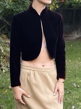 Vintage M Velvet Cropped Bolero Jacket By The Little Black Dress