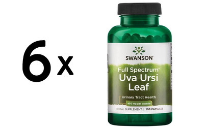 6 x Swanson Uva Ursi Leaf, 450mg - 100 caps (296,11 EUR/kg)