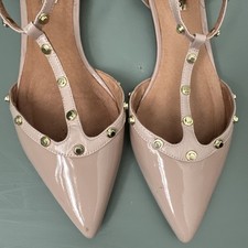 Halogen Nude Patent Leather Ballet Flats Wome...