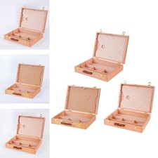 Artist Supply Box Wood Case Large Capacity with Removable Compartments Organized