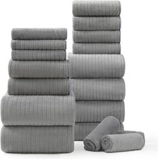 18 Piece Bath Towels Set,Ultra Soft Family Bathroom Towel Set with Hanging