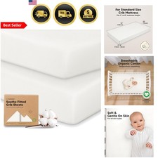 Baby Crib Sheets 2-Pack Organic Jersey Cotton Fitted Mattress Cover Soft Brea...