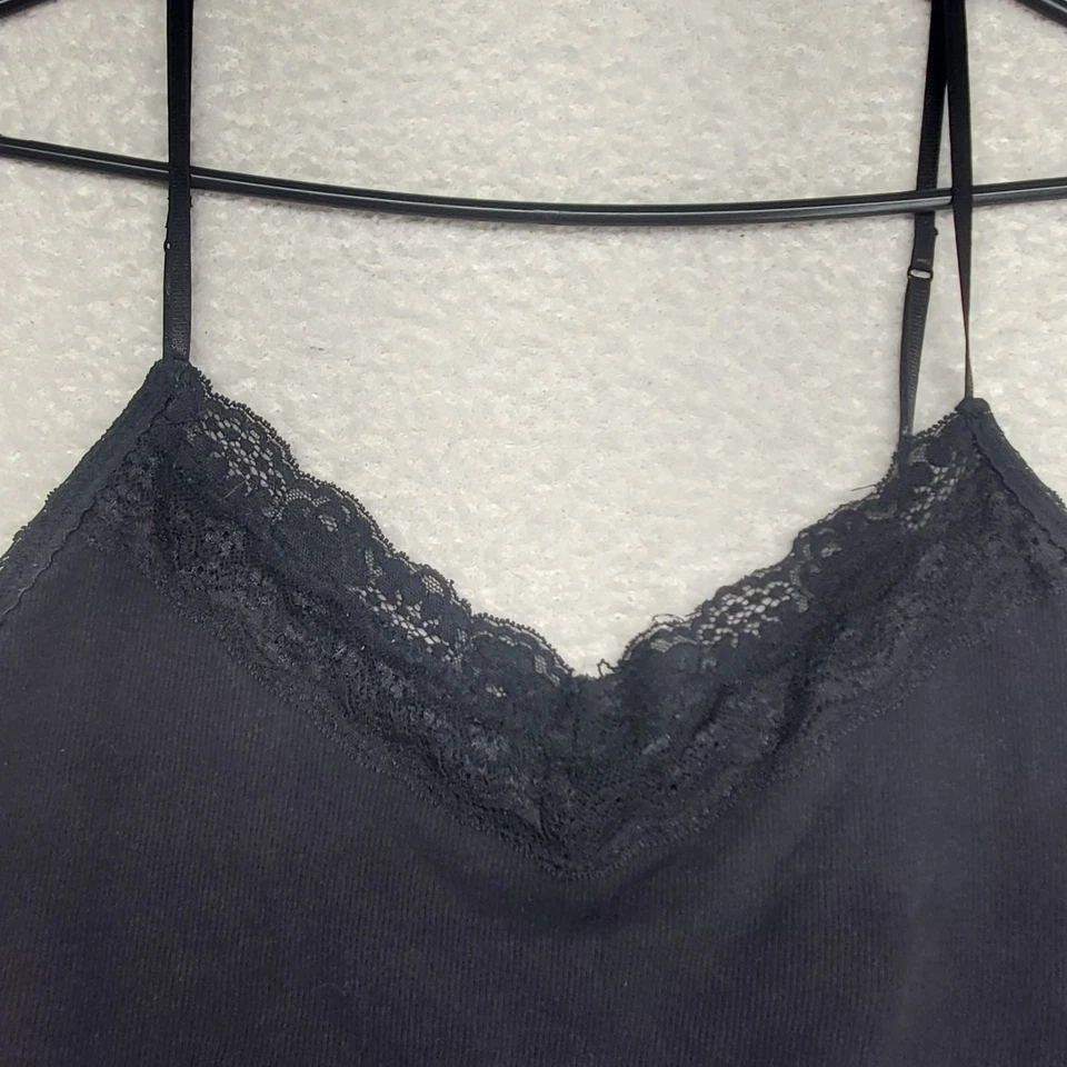 Top cami para mujer Aeropostale XL negro elástico ribete de encaje Y2K Preppy Elena Gilbert Foto 2 de 4
