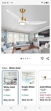 New 52" White And Gold Ceiling Fan Hbinzar