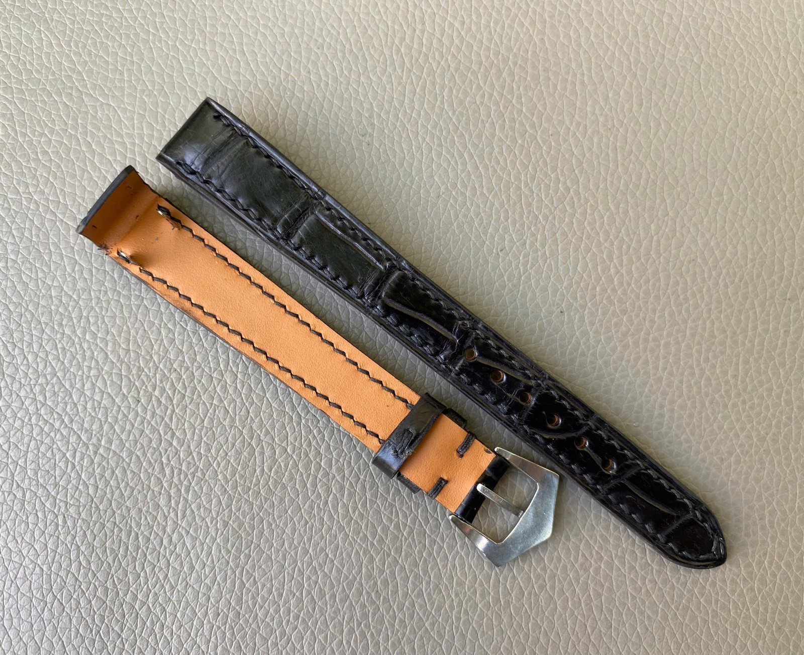 Open Ended Black Genuine Leather Watch Strap size 12 13 14 15 16 17 18 19..26mm