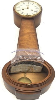 Haid West Germany Wooden Wall Clock Burl Inlay Pendulum Winding Key Vintage