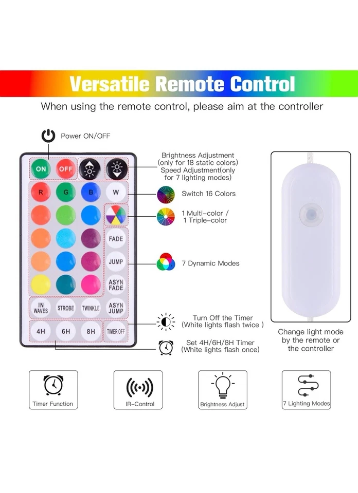 99Ft LED Rope Lights Outdoor, 18 Colors Changing Fairy String Light Plug in w... - Image 4 of 4