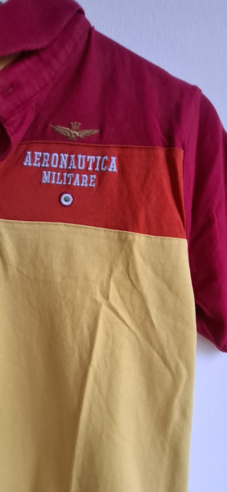 AERONAUTICA MILITARE Boys Graphic Polo Shirt 12 Years  Yellow Colourblock 46 A image 4