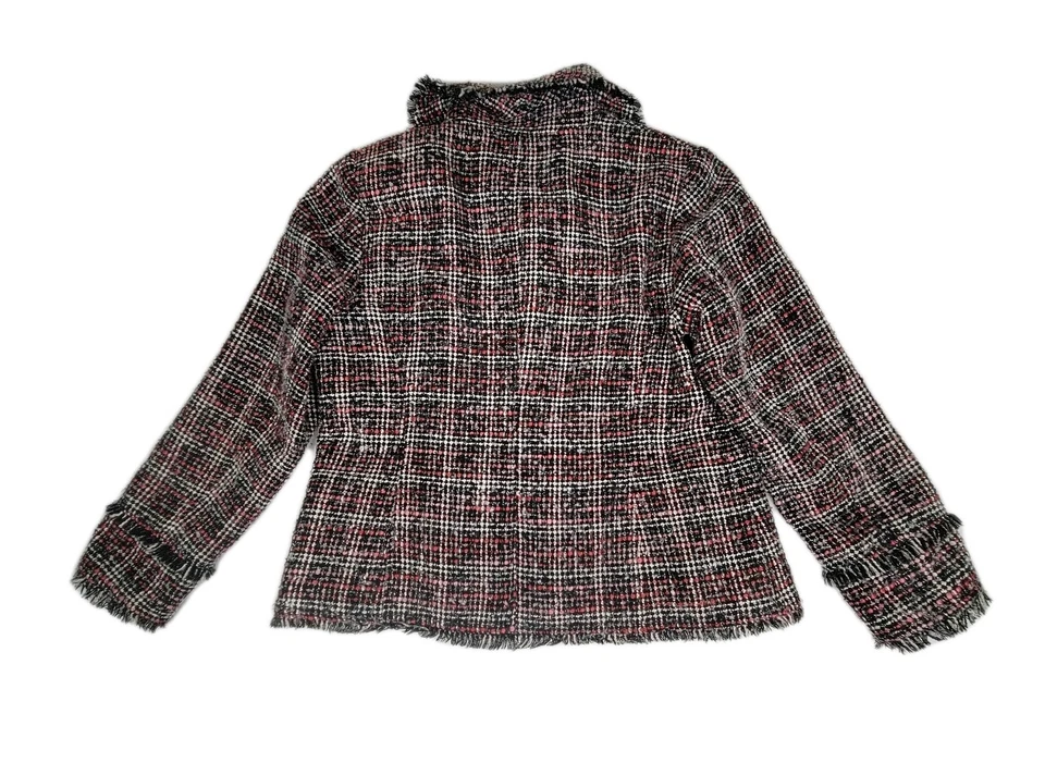 Chaqueta Blazer Chicos Tweed Flecos Recortada Boucle Talla 2/Grande Rosa Negra Clásica Foto 3 de 4