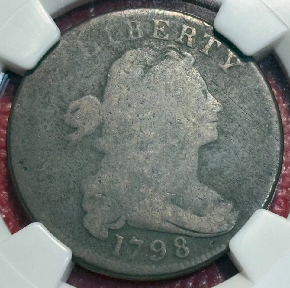 RARE MERVIS COLLECTON NGC G 6 BN 1798 S-160  R-3 DRAPED BUST LARGE CENT-IST HAIR - Image 3 of 4