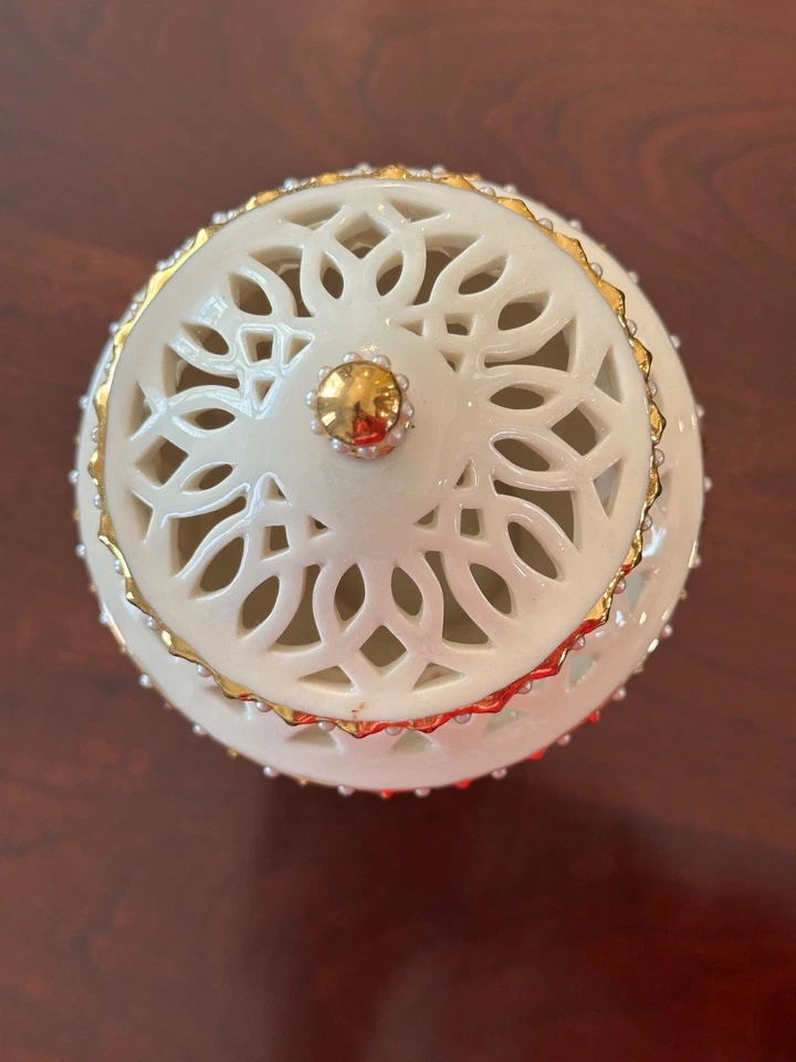 Frasco de vela Lenox Illuminations florentino e pérola acabamento dourado 24k vasilha de marfim - Imagem 4 de 4