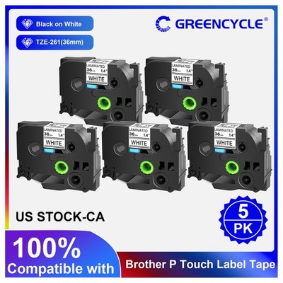 Compatible TZ TZe 261 Label Tape Laminated 1.4'' for Brother P-Touch PTP900 5Pack