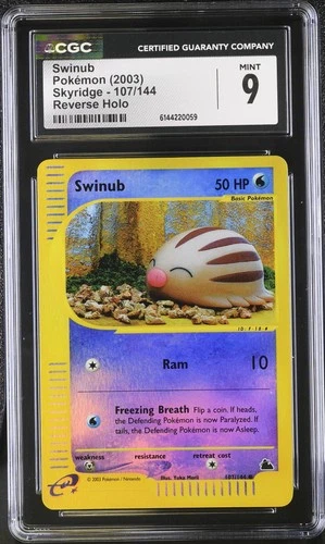 SWINUB 107/144 REVERSE HOLO SKYRIDGE POKEMON CGC 9 MINT