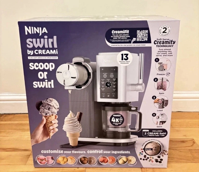 Ninja Swirl by CREAMi 13-in-1 NC701UK Ice Cream Maker - Silver BRAND NEW SEALED
Opens in a new windo