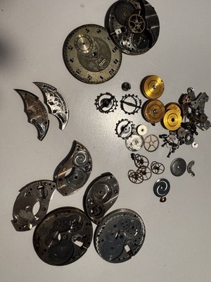 Lot Of Watch Faces Movements Parts Repair Watchmaker Elgin Parts Antique