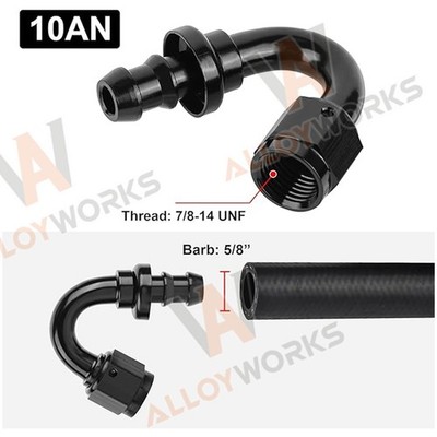 1PC Aluminum 10AN Female 150 Degree Push Lock Hose Fitting End