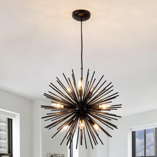 Modern Black Sputnik Chandelier, 9-Light Starburst Pendant Light Fixture