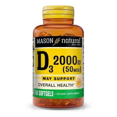 Mason Natural Vitamin D3 50 mcg 2000 IU *10/2027*Strengthens Bones & Muscles, 60