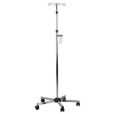 Infusionsständer Einhandverstellung Hochglanz 4 Flaschen 5 Rollen Abtropfglas