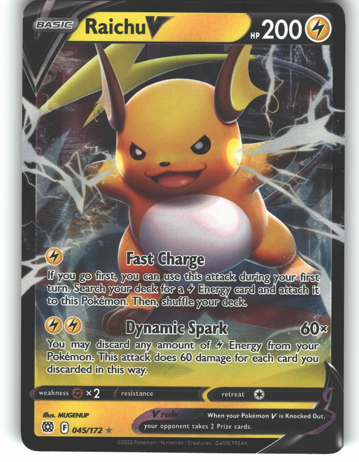 Raichu V 045/172 Holo Rare V Brilliant Stars Pokemon Holo Near Mint