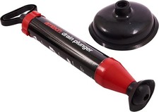 Image of Amtech Drain Plunger Red/Black with Interchangeable Heads for Toilets and Basins