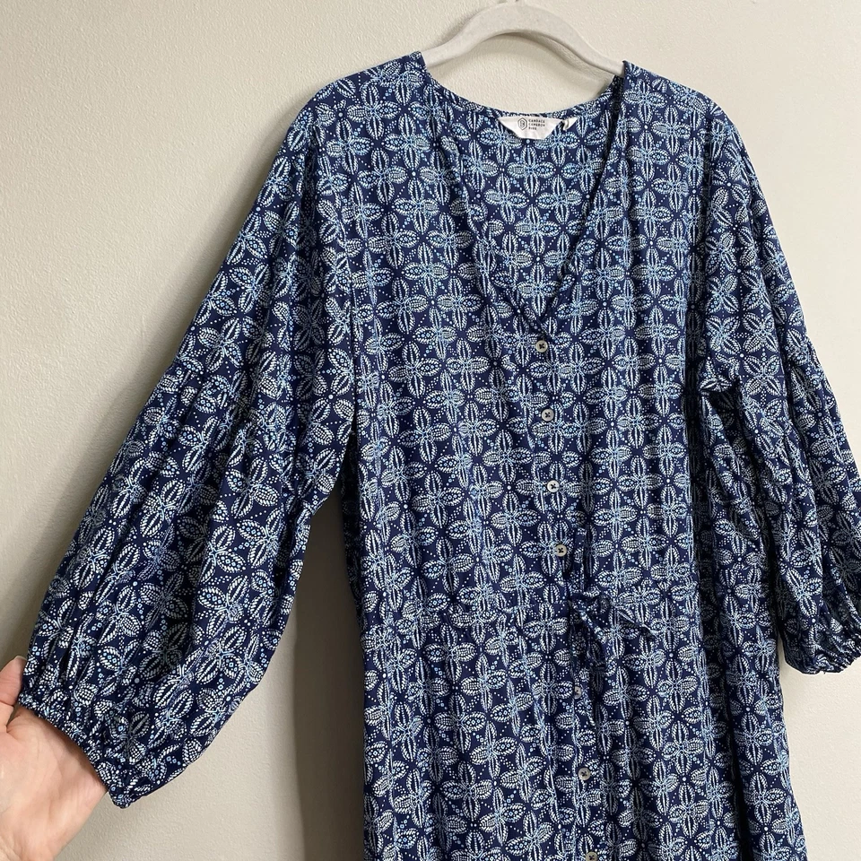 Candace Cameron Bure Midnight Printed Button-Front Tie Waist Dress Large Petite - Image 3 of 4