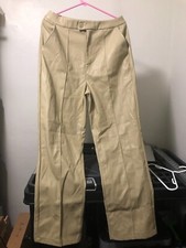 Pretty Little Thing Womens Faux Leather Pants in Beige Size 8 NWT