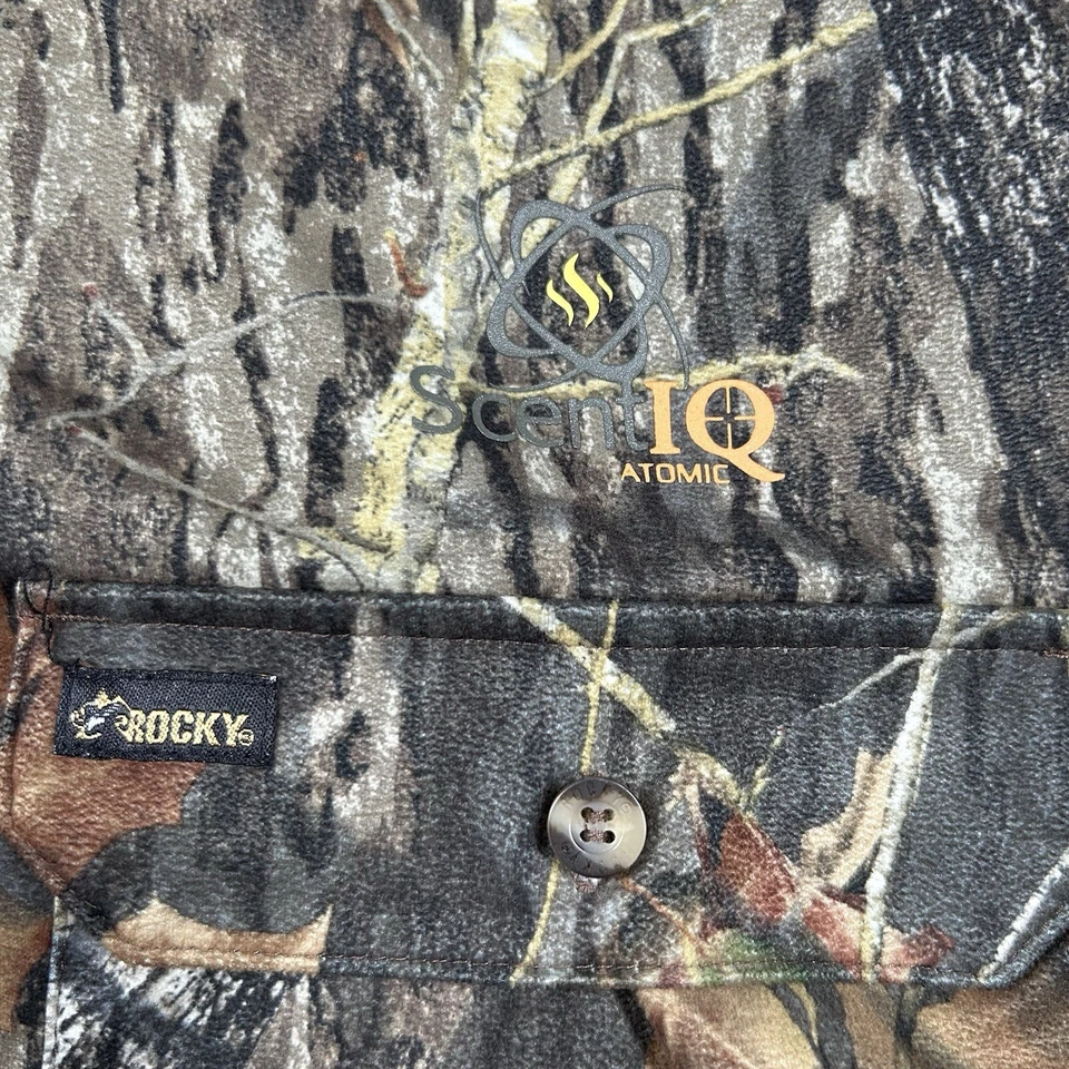 Rocky Camouflage Shirt Mens XL Flannel Scent IQ Atmoic Hunting Button Up Mossy - Image 3 of 4