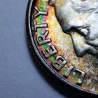 1957 10c Roosevelt Silver Dime - PQ Rainbow Toning - BU - SKU-Y5119