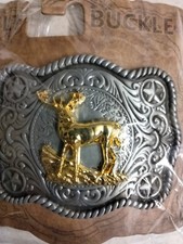 Brilliant 8 point Buck or Deer, western style, hunting metal belt Buckle, New