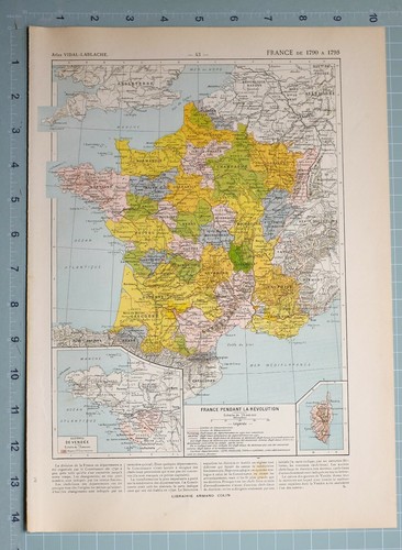 HISTORICAL MAP FRANCE 1790 to 1795 VENDEE WARS FRENCH REVOLUTION GASCOGNE BERRY - 第 5/5 張圖片