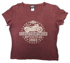 Harley Davidson T-Shirt Womens XL Burgundy Short Sleeve T-shirt Los Angeles 2007