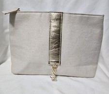 Yves Saint Laurent Parfums Cosmetic or Other Zippered Pouch In Cream and gold