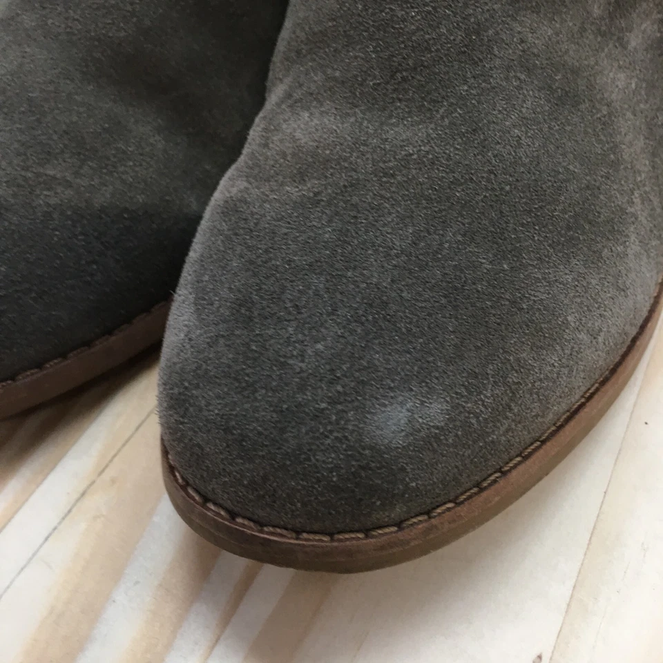 TOMS Botas Mujer 8 Leila Botines Gris Gamuza Borlas Cremallera Trasera Tacones Bajos Foto 4 de 4