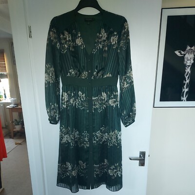 Beautiful TED BAKER 'DELYLA' green floral dress Size TB (Read  description) UK