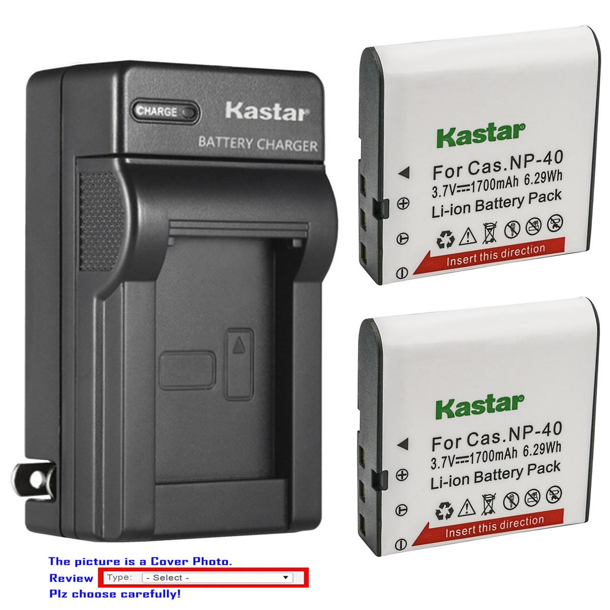 Kastar NP-40 Battery Wall Charger for Minolta MN40WP 48MP