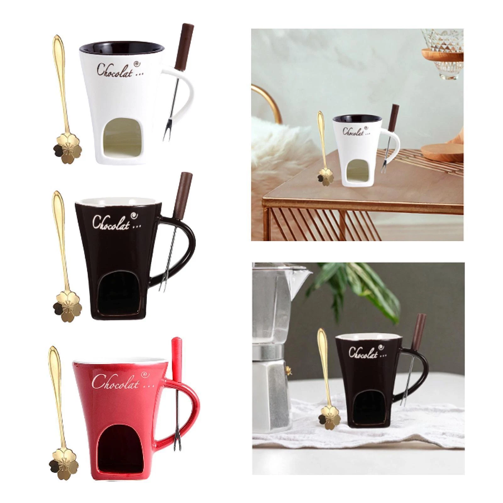 Chocolate Fondue Mug Hot Pot Cup Dinner Butter Warmer Dessert Butter Melt Pot