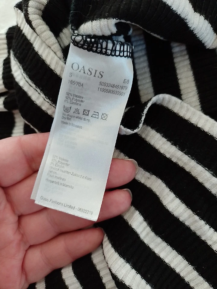 Ladies Skirt Oasis Size S Stretch Striped Black 26391 - Image 4 of 4