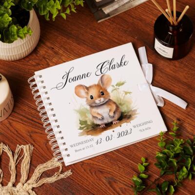 Personalisiertes Baby Sammelalbum oder Fotoalbum Mein erstes Jahr Waldmaus UV-1326