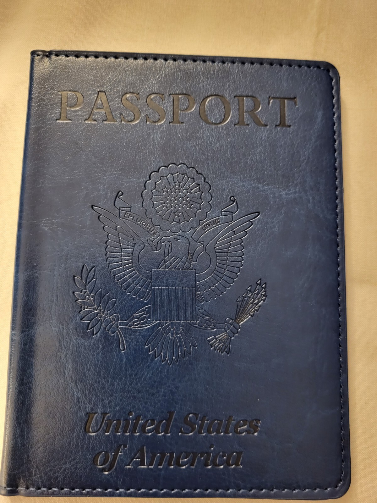 Blue Synthetic Passport Holder Travel Case with Plastic Cover-image