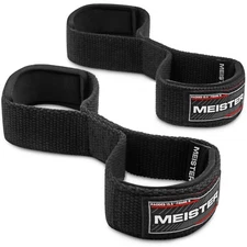 FIGURE 8's WEIGHT LIFTING STRAPS - NEOPRENE-PADDED Meister MMA Wrist BLACK PAIR