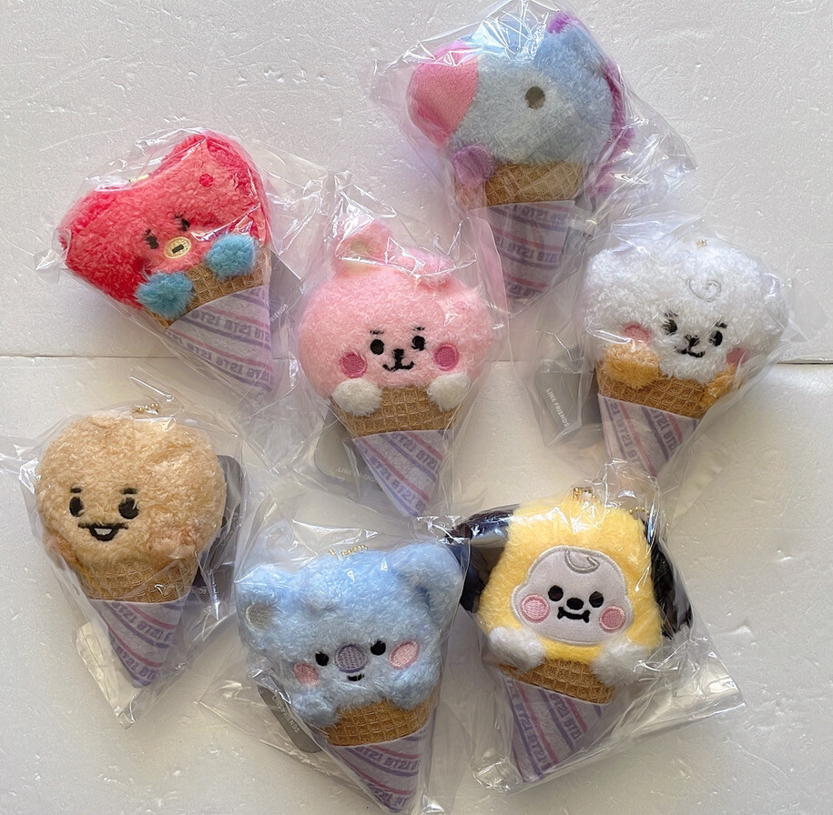BTS BT21 Ice Cream Plush Mascot Keychain Set Of 7