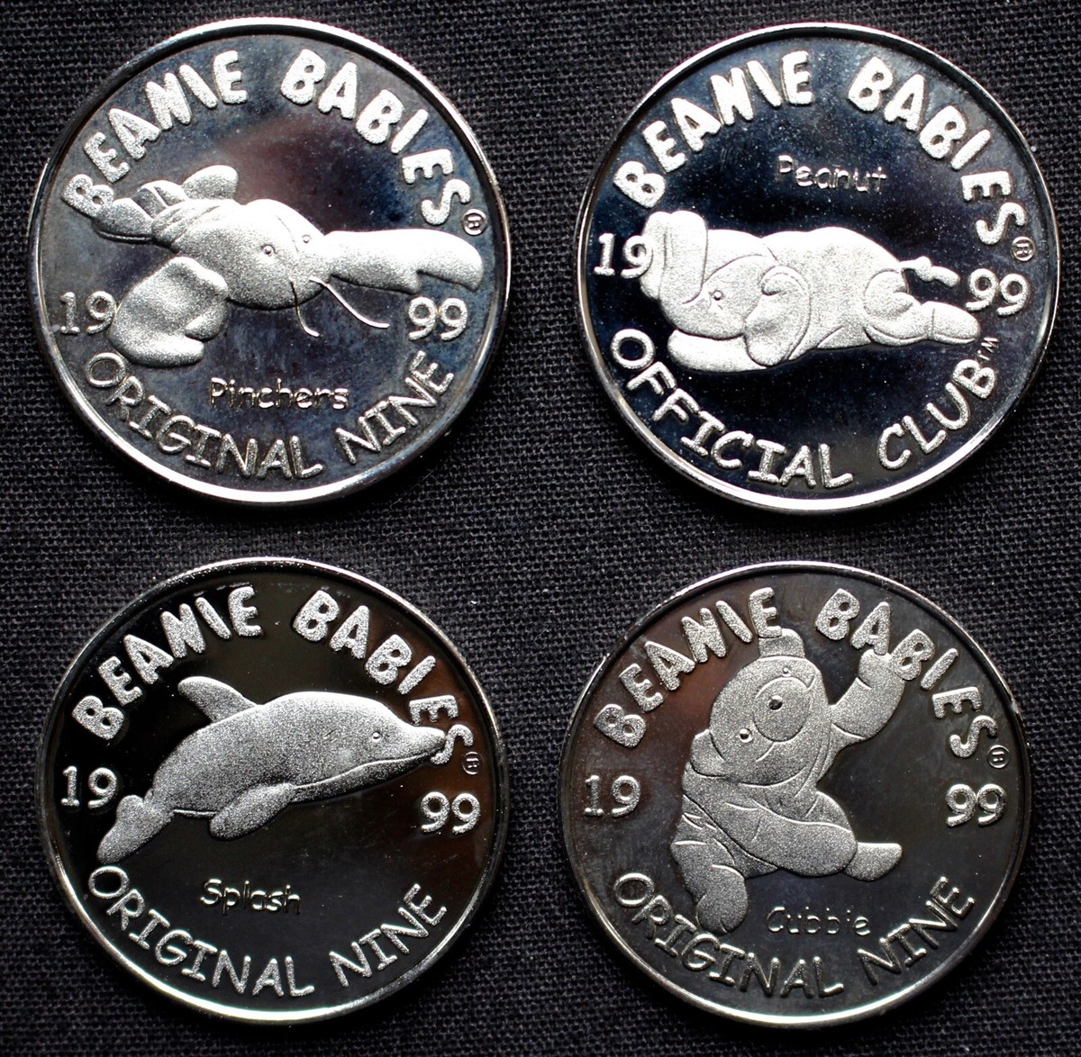 1999 TY BEANIE BABIES OFFICIAL 1-CLUB/3-ORIGINAL NINE SILVER .925