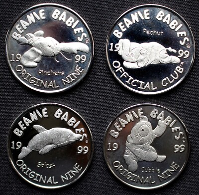 1999 TY BEANIE BABIES OFFICIAL 1-CLUB/3-ORIGINAL NINE SILVER .925